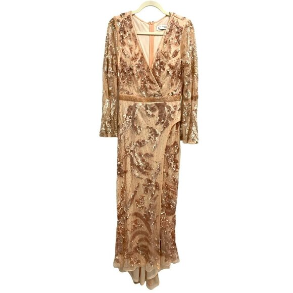 Mac Duggal Vintage Rose 5222 Size 4 Long Sleeve Formal Maxi Dress Gown NWT - Picture 4 of 10